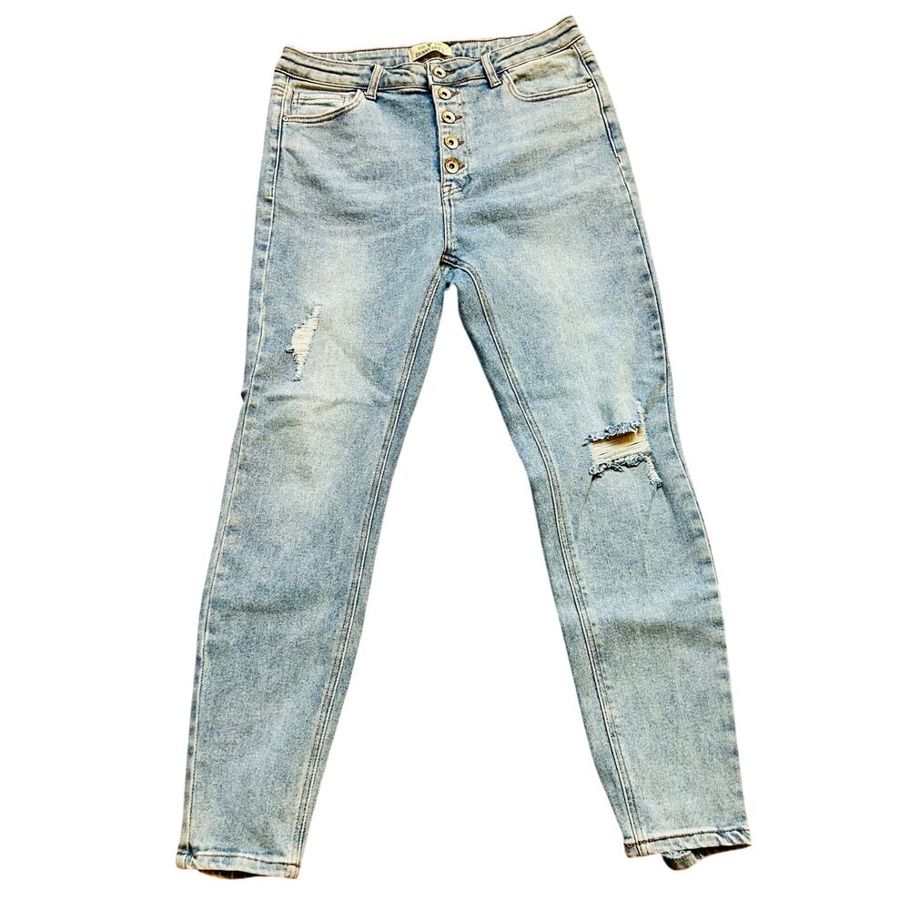 High Waisted Skinny Jeans Juniors Size 17 Blue Stretch Denim
